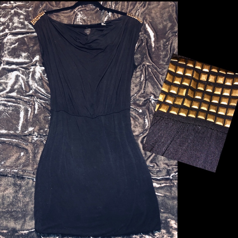 Mini studded black dress